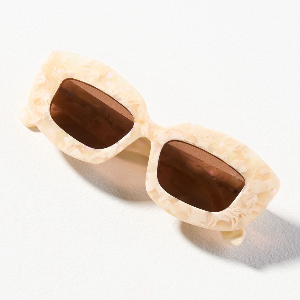 Anthropologie Sunglasses I-SEA Airen Sun Embellished Cream Pearl Glasses NEW
